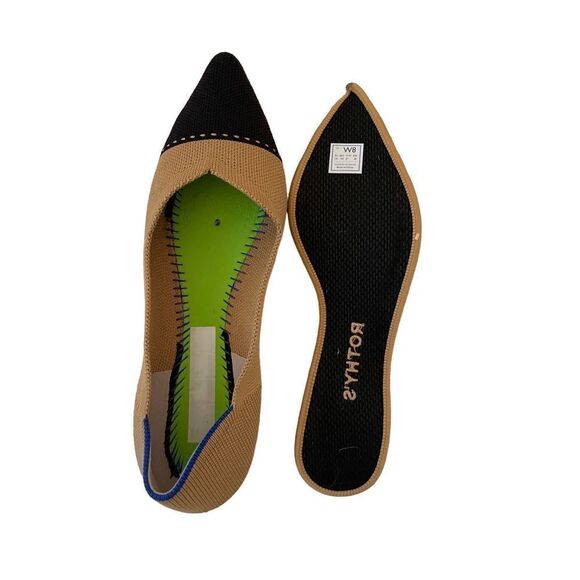 Rothys Womens Brown Black Classic Pointed Toe Camel Cap Ballet Flats Size 8W - Picture 4 of 12